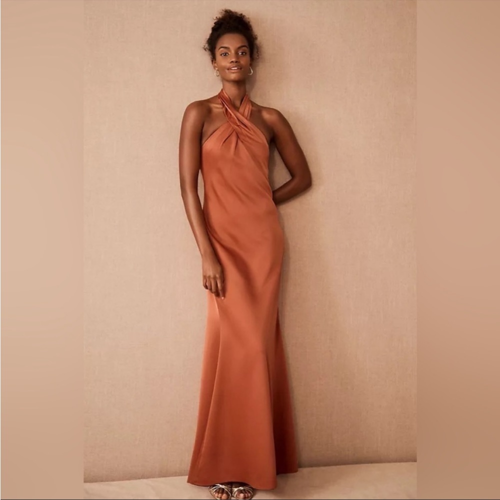 BHLDN Terracotta Twist Satin Charmeuse Dress